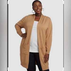 Lane Bryant Camel Open Front Cardigan